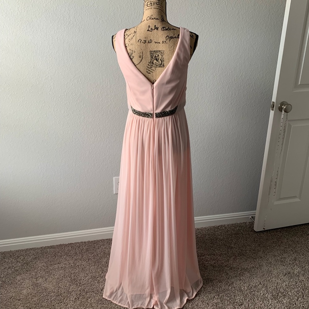 David’s Bridal blush pink maxi dress - Picture 2 of 8